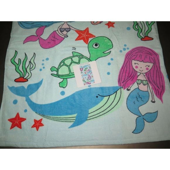 Surf & Sand Kassafina Large Beach Towel Mermaid Turtle Whale 100% Cotton $58 - Picture 4 of 6